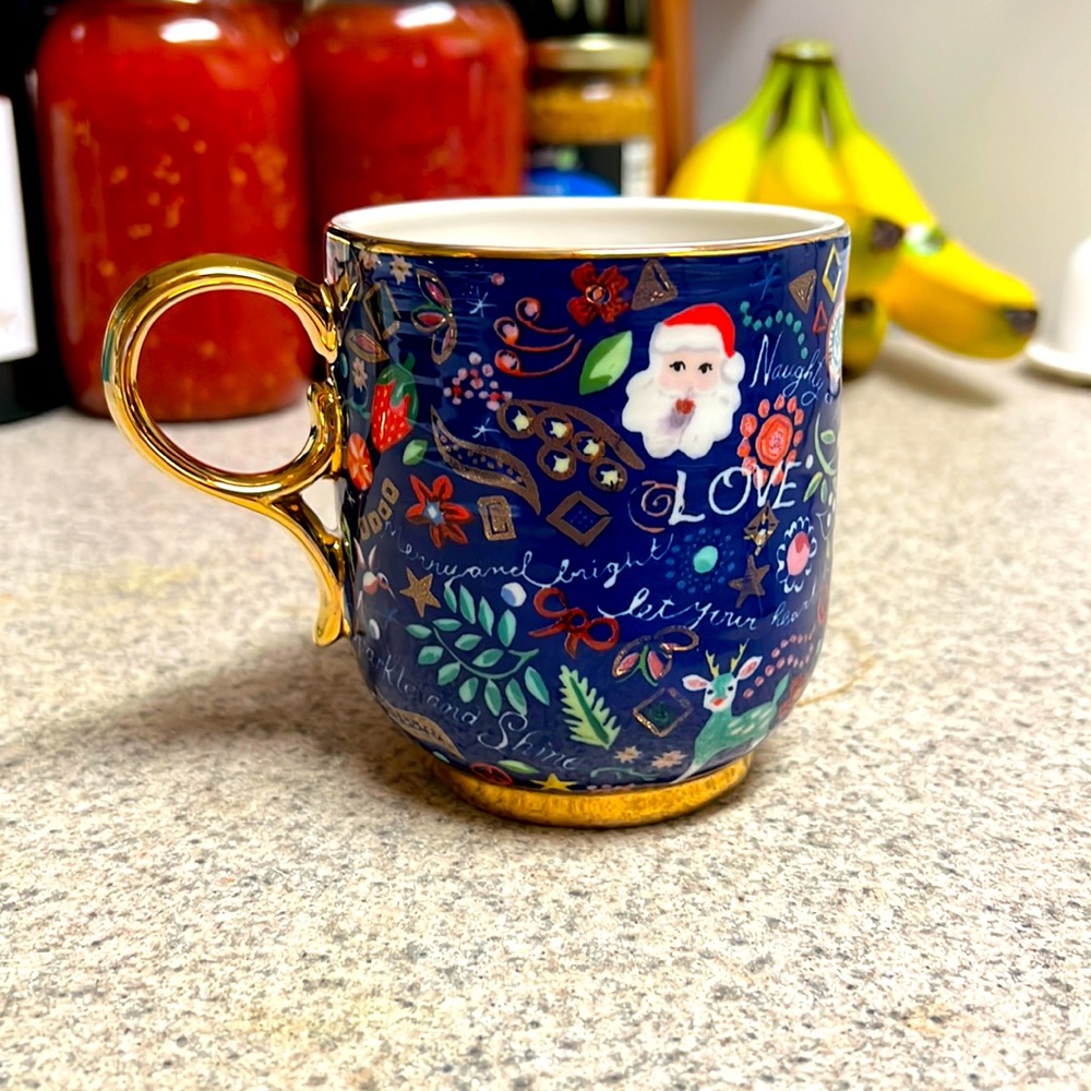 NEW Danielle Kroll Anthropologie Christmas mug ‘20